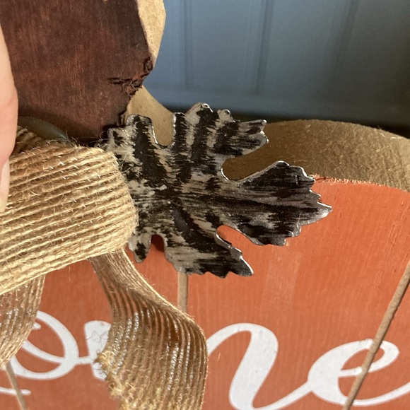 NWT HOME SWEET HOME Slatted Solid Wood & Galvanized Pumpkin Decor Sign 🍁s & Bow - Picture 13 of 17